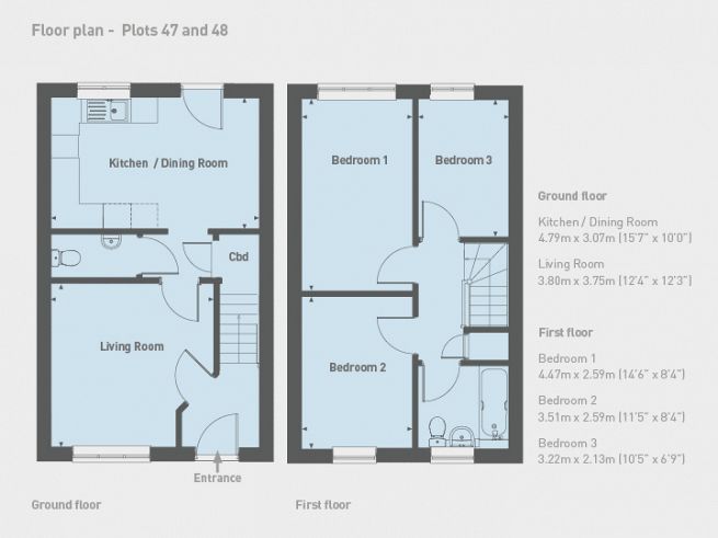 Floor plan, 3 bedroom house  - artist's impression subject to change
